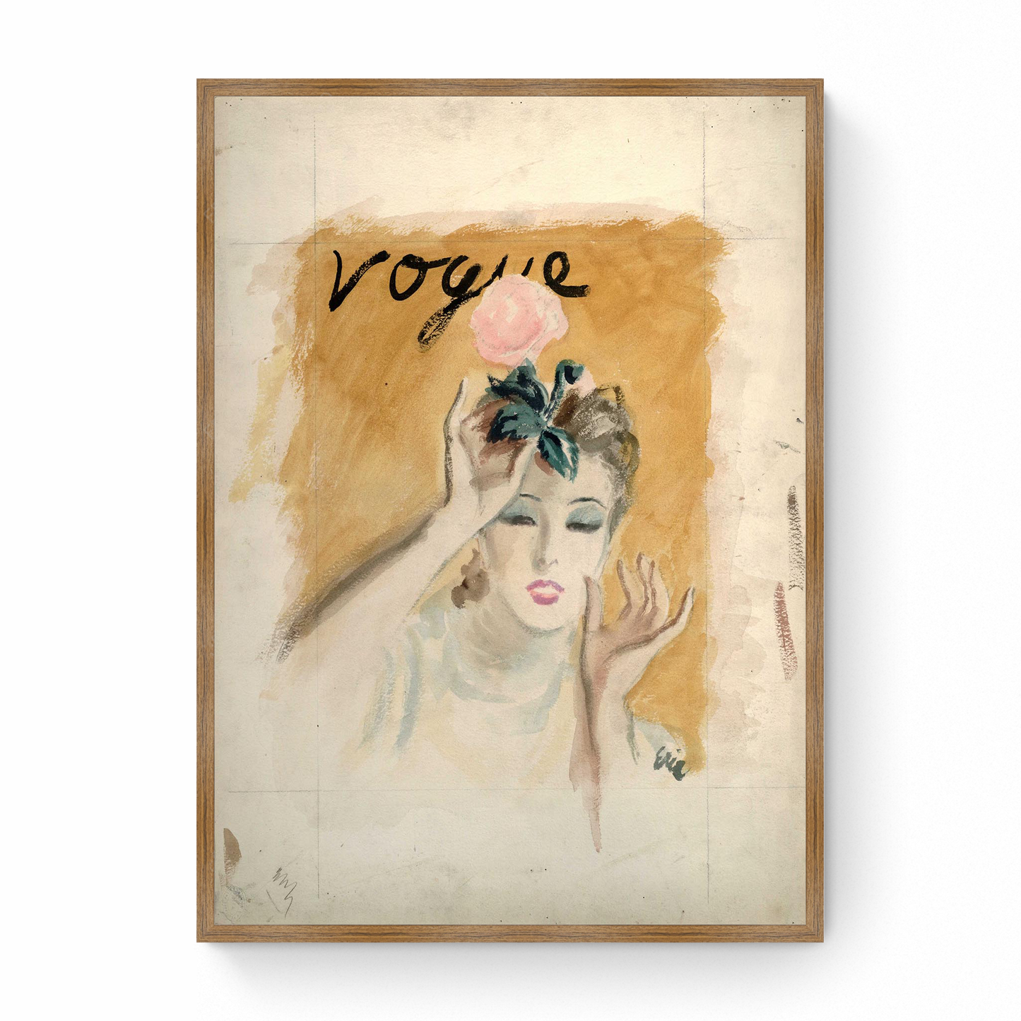 Sketch of Model with a flowers, Vogue