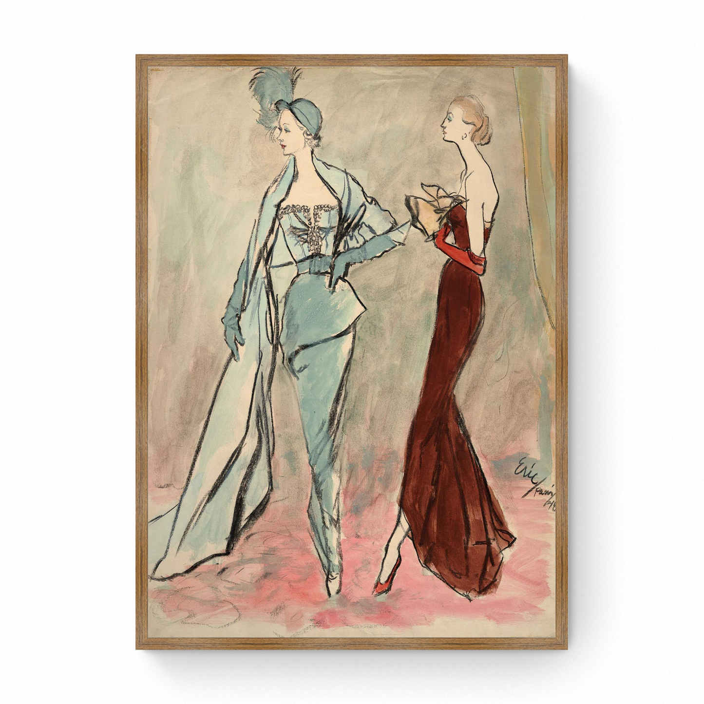 Sketch of Models in Fitted Dresses, Vogue