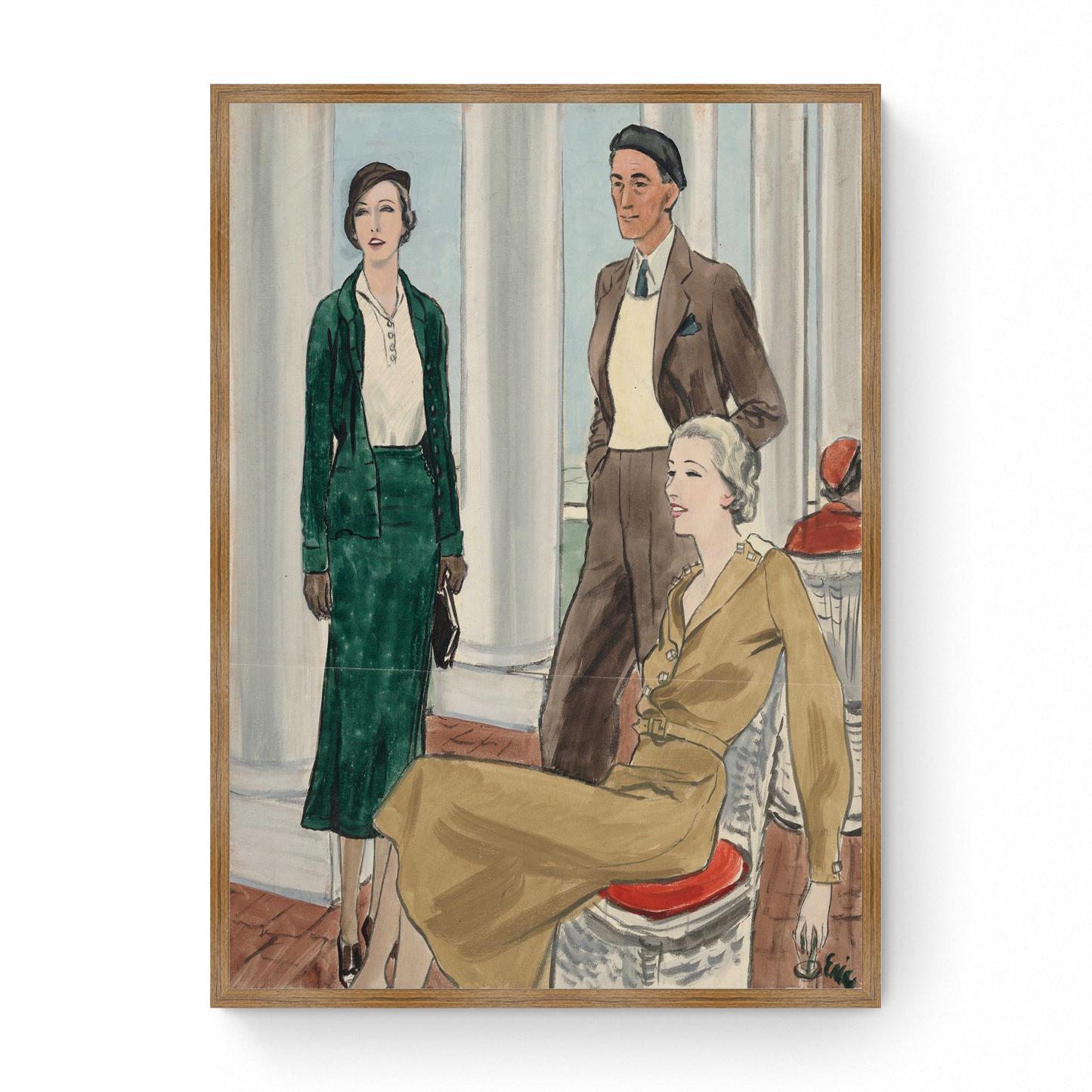 Sketch of Two Models in Henri Bendel and Mrs. Franklin Dresses, Vogue