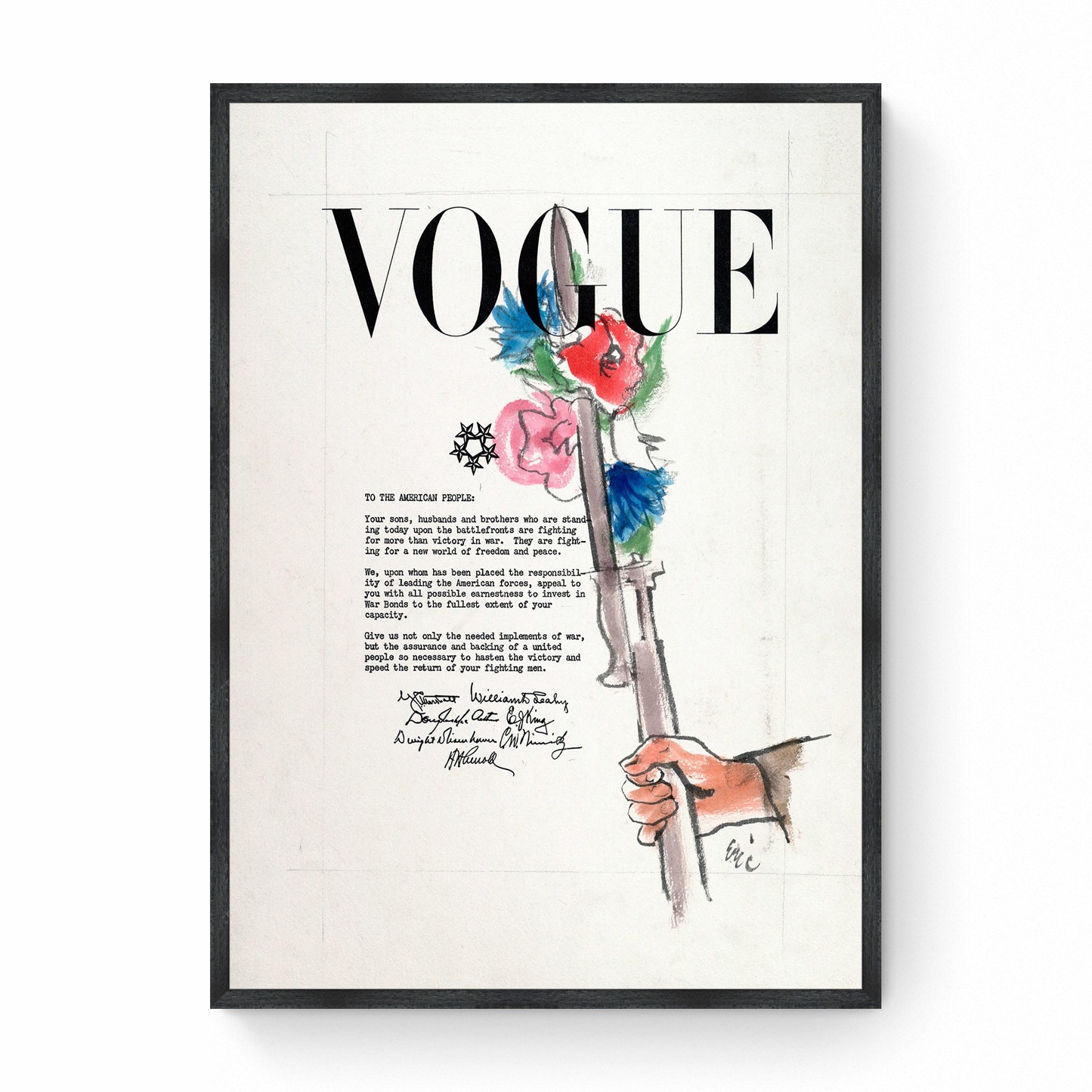Sketch of War Bonds Letter and Soldier's Rifle, Vogue 2