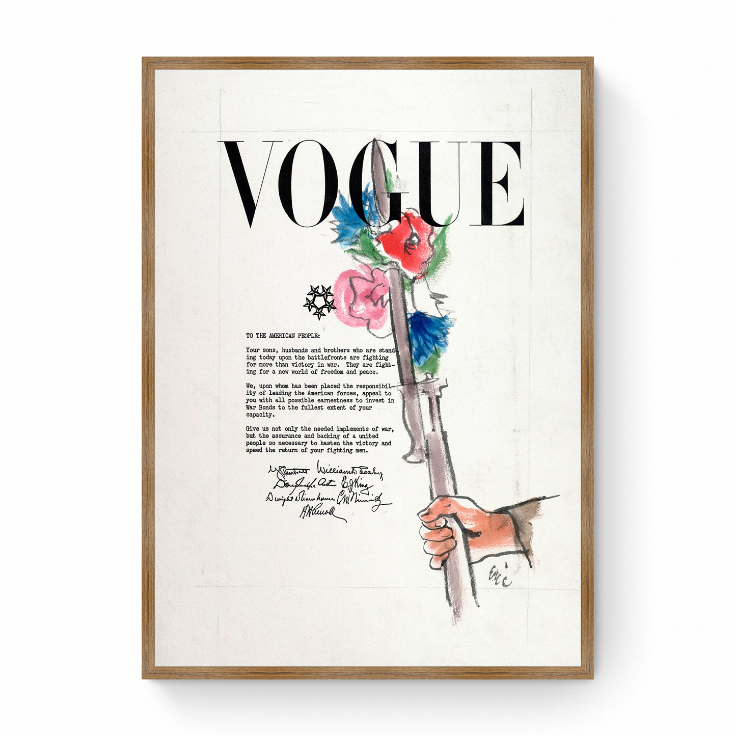Sketch of War Bonds Letter and Soldier's Rifle, Vogue 2