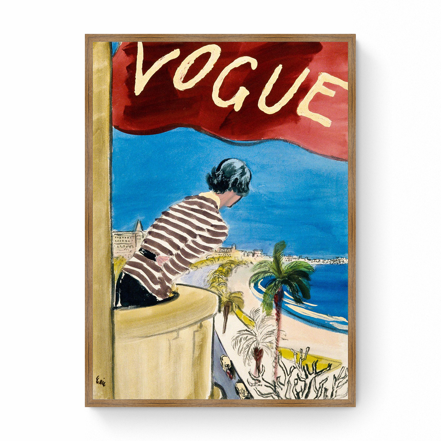 Sketch of Woman on a Balcony Near a Beach, Vogue