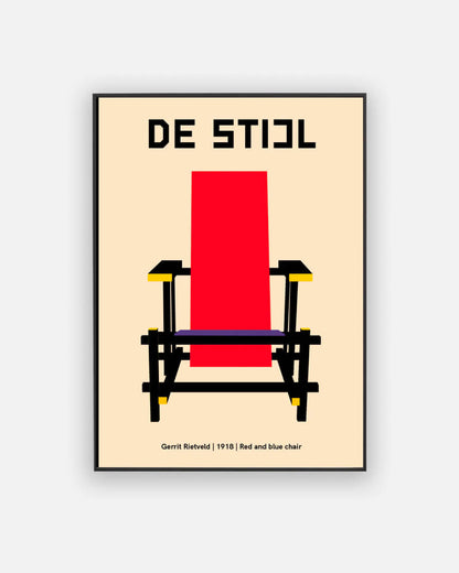 De Stijl red and blue chair