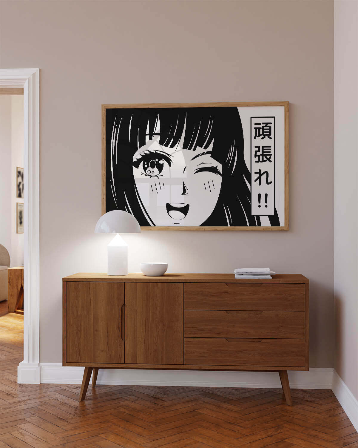 Kawaii girl with big eyes manga poster