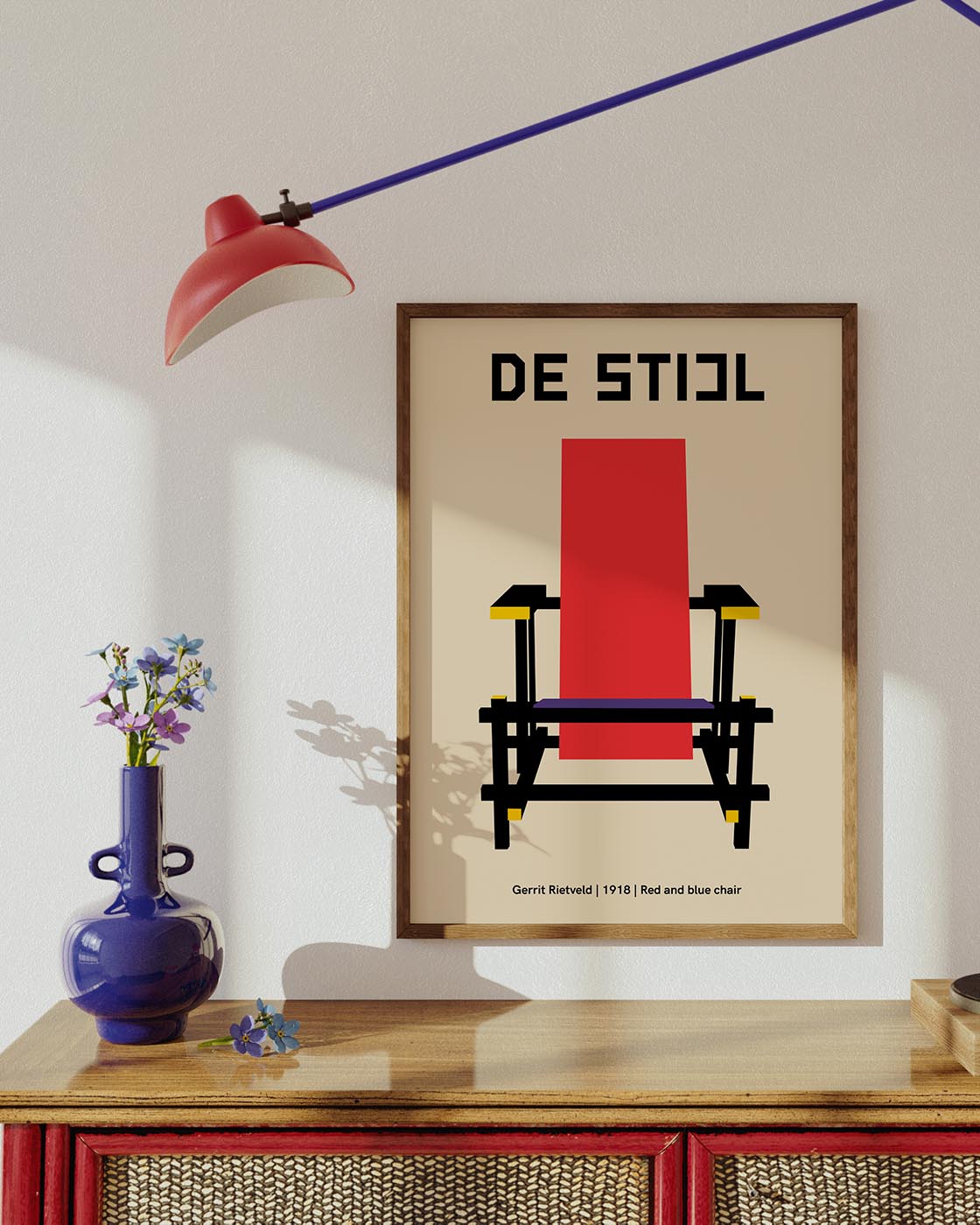 De Stijl red and blue chair