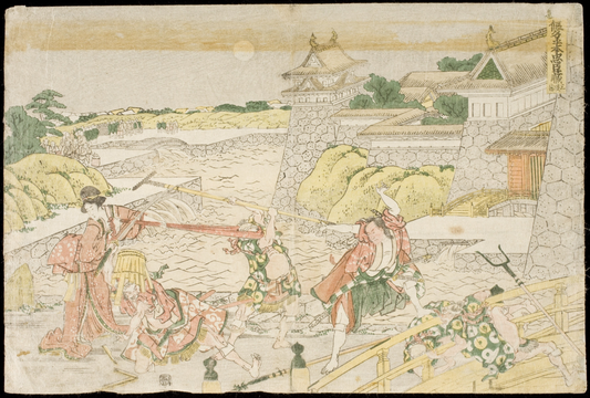 Ōkaru and Kampei outside Kamakura Castle, Act III from the Play Chūshingura
