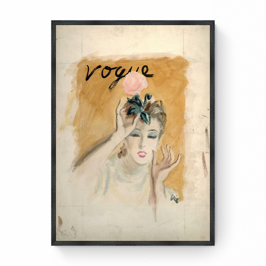 Sketch of Model with a flowers, Vogue