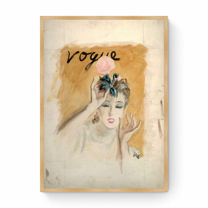 Sketch of Model with a flowers, Vogue