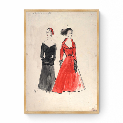 Sketch of Models in Velour, French Vogue