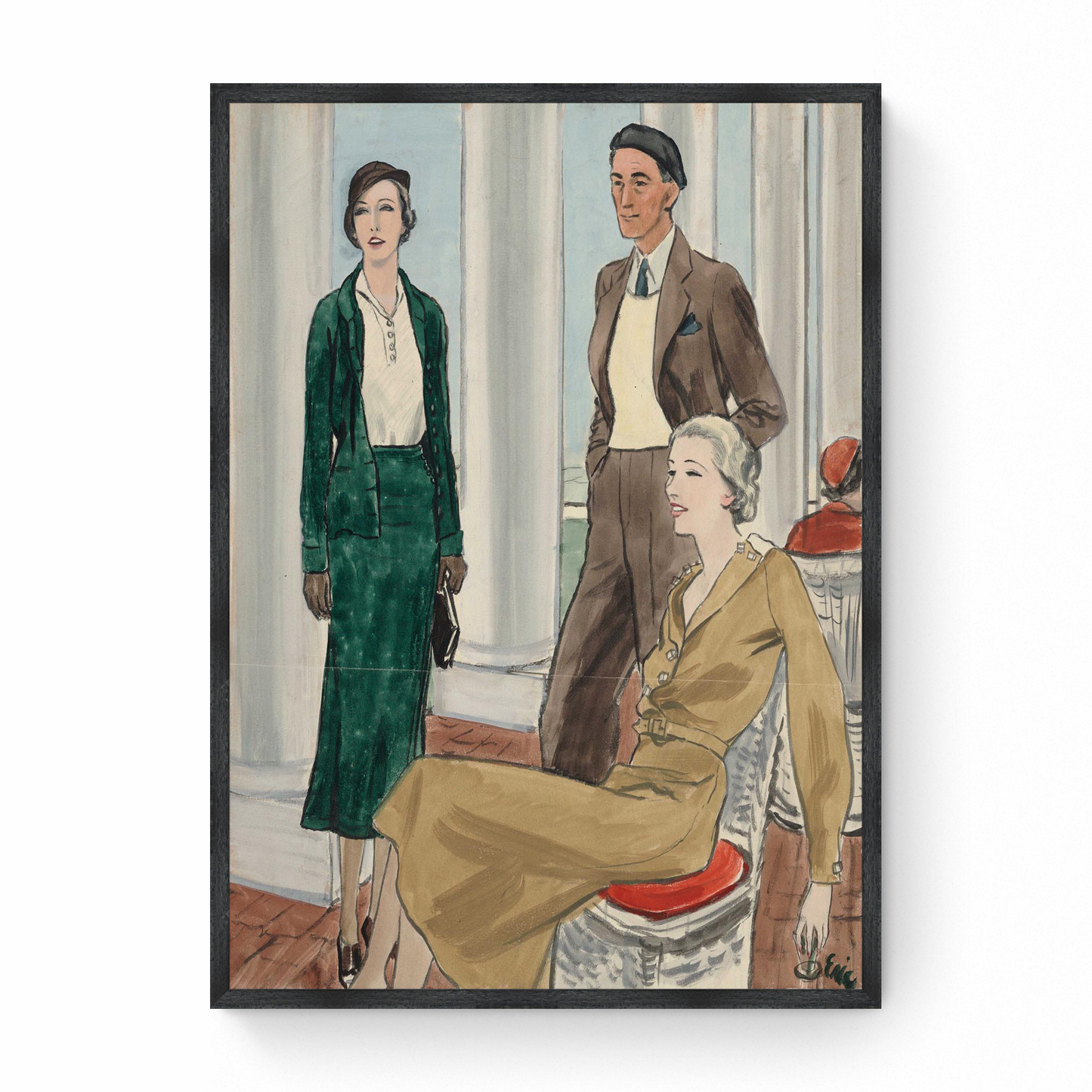 Sketch of Two Models in Henri Bendel and Mrs. Franklin Dresses, Vogue