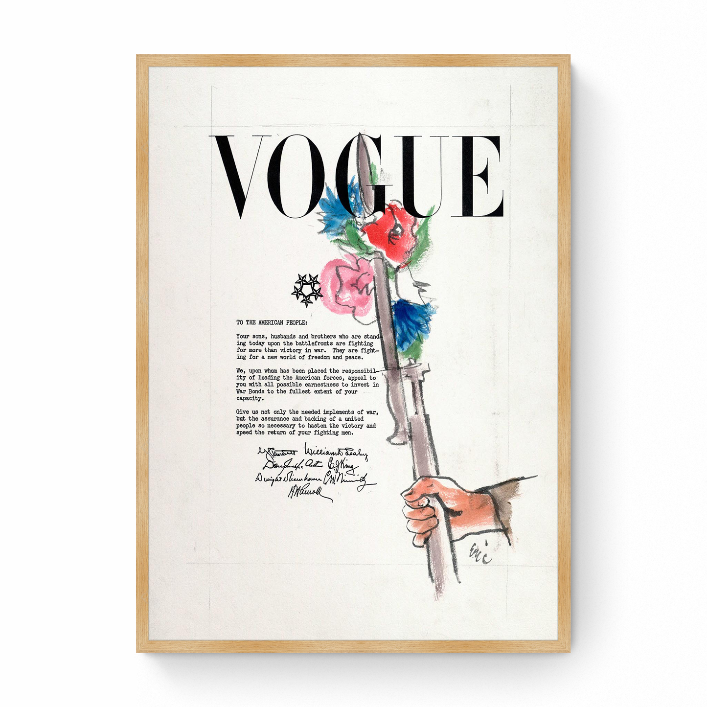 Sketch of War Bonds Letter and Soldier's Rifle, Vogue 2